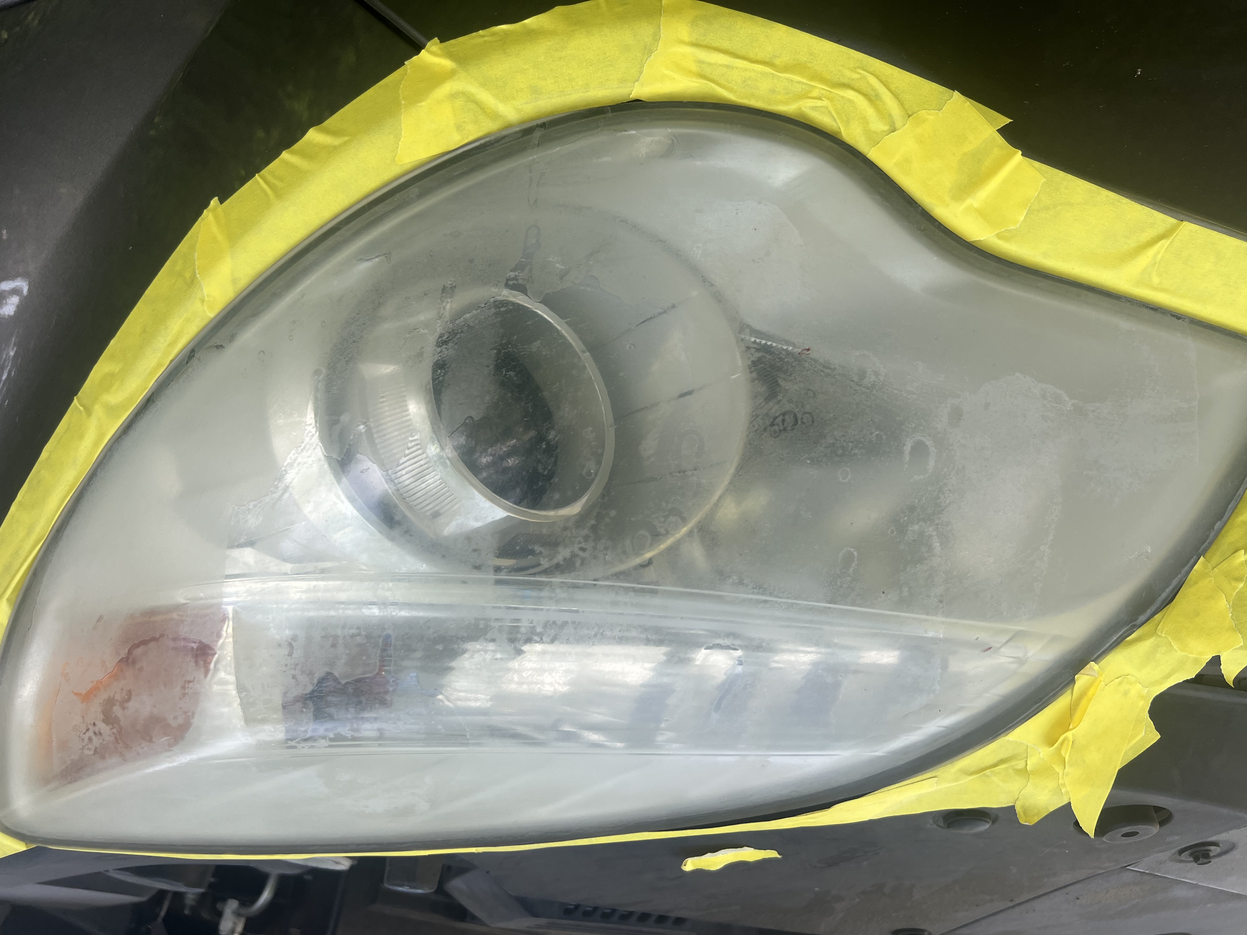 Headlight before — heavily oxidized